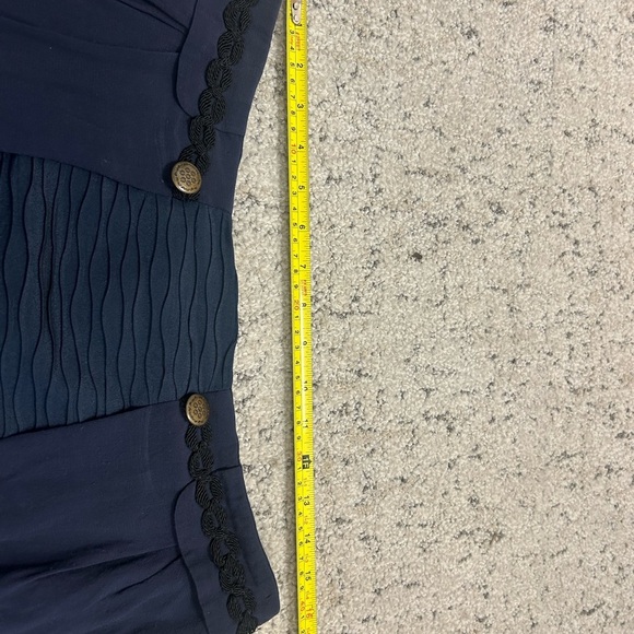 “Girls from Savoy” 10 (Anthropologie) Navy Blue Skirt with gold button nautical - Picture 13 of 16
